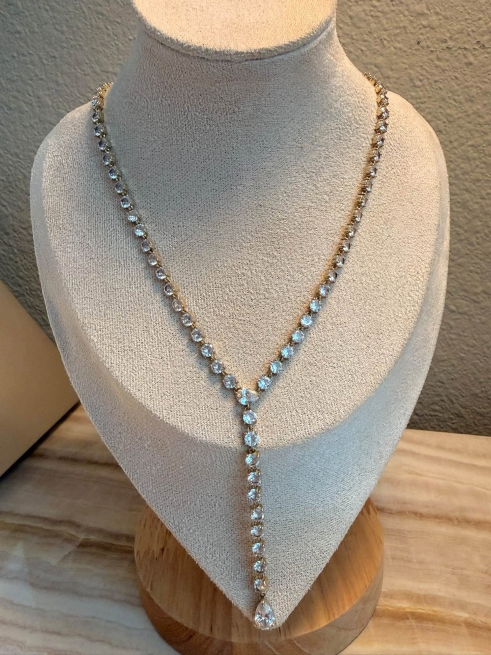 Melinda Maria Gold Lariat Tennis Necklace